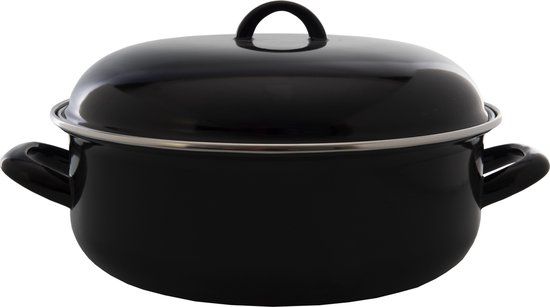 CasaLupo Emaille Braadpan - 28 cm - Zwart