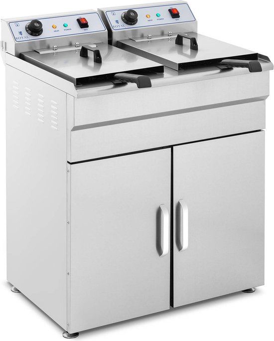 Royal Catering - Professionele Dubbele Friteuse - 2 x 16L - 12000W - Onderkast - RCKF-16DSH