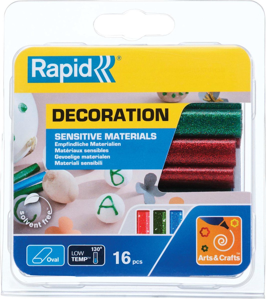 Rapid Lijmpatronen 9mm, ovaal, rood/groen/blauw