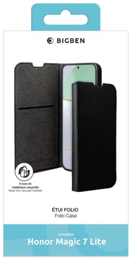 Bigben Connected, Hoesje geschikt voor Honor Magic 7 Lite - Wallet met Standaard, Zwart