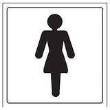 VSafety Dames/Vrouwelijk Toilet Deurbord - 150mm x 150mm - Zelfklevende Vinyl