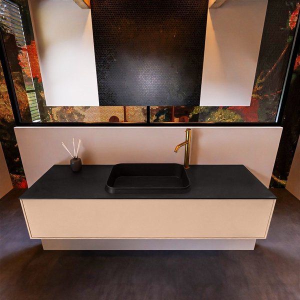 Mondiaz ERIN 150cm badmeubelset onderkast Rosee met 1 lade + Wastafel RIDGE Urban
