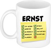 Bellatio Decorations Naam mok Ernst - wit - top gozer - keramiek - 300 ml - cadeau collega beker