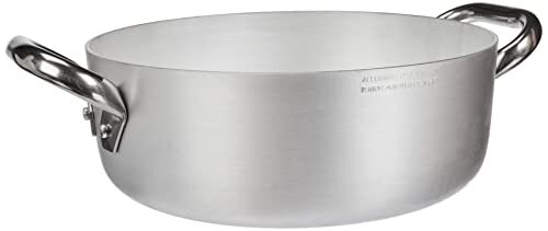 Pentole Agnelli ALMA10624 Professionele aluminium pannen 3 mm, lage ovenloop met 2 handgrepen, 4,1 l