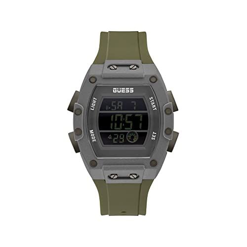 GUESS Tonneau digitaal horloge 43 mm, groen/grijs, Digitaal