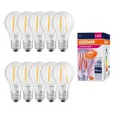 Osram 10 x LED Filament Parathom Daylight Sensor Classic Birnenform A60 4W = 40W E27 klar FS 470lm Neutralweiß 4000K Tageslichtsensor