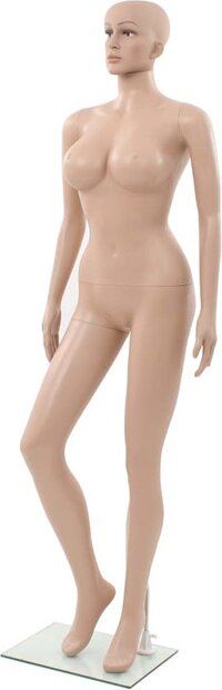 vidaXL Etalagepop sexy vrouw met glazen voet 180 cm beige