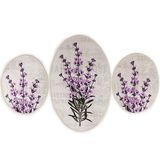 Setmat Set (3 stuks) crème met paarse bloem