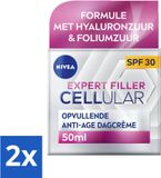 NIVEA CELLULAR Expert Filler Dagcrème - Anti-aging gezichtscreme - SPF 30 - 50 ml - Voordeelverpakking - 2 stuks