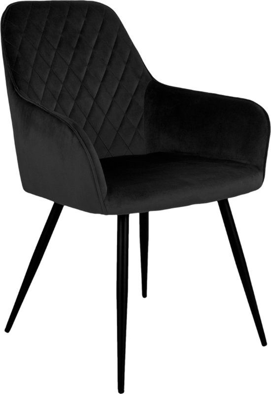 Velvet Eetkamerstoel Floki Zwart - Zwart - Design - Kuipstoel