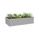 Relaxdays Verhoogde bloembak van verzinkt metaal, voor bloemen, planten en groenten, 57 x 240 x 90 cm, lichtgrijs
