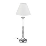 Merkloos / Sans marque Relaxdays Vintage nachtlampje, stoffen lampenkap, chroom-reflectie | Lampenkap in spiegelend chroom stof E14 H x D 55 x 21 cm