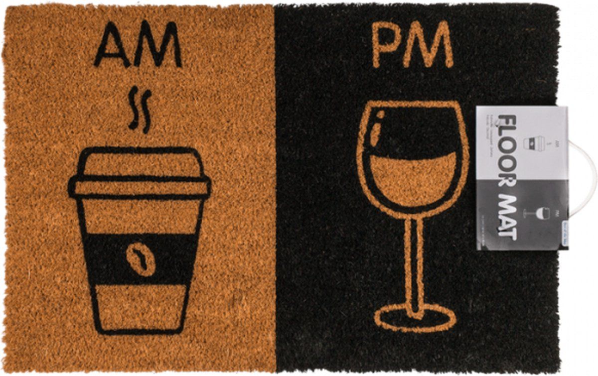 Kemis Panda Kemis Deurmat AM / PM coffee wine. 40x60cm. Kokosmat