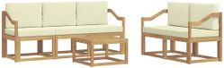 vidaXL Acacia Hout Bank Loungeset Wit en Crème 4 Zitplekken