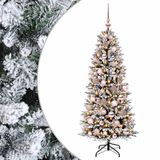 vidaXL Sapin de Noël artificiel avec boule 210 cm 300 LED Blanc chaud PVC et PE