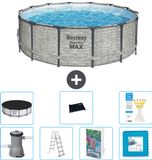 Bestway Rond Steel Pro MAX Zwembad - Steenprint - 427 x 122 cm