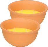 Trendoz Citronella kaars - 2x - in terracotta pot - D13 cm - citrusgeur