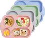 Bol 4-delige menuborden, gedeelde borden, 5 vakken, onbreekbaar, picknickborden, plastic borden, dieetportieborden, magnetron- en vaatwasmachinebestendig, voor volwassenen en kinderen (vert, rose, beige, 4 stuks heldere kleuren)