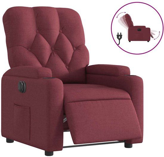 vidaXL Fauteuil verstelbaar elektrisch stof wijnrood
