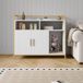 Garvee Moderne kattenbakkast van hout, met planken, ventilatieopeningen en zijdelingse ingang, verbergt de kattenbak en dient als hondenhok, wit