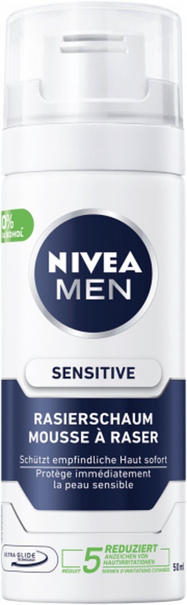 Nivea Nivea® | 4 x 50 ml Scheerschuim sensitive | mini flacon | reisformaat | gevoelige huid |
