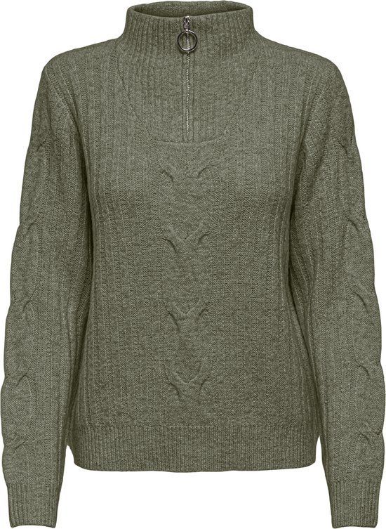 JDY - JDYANDREA L/S ZIP CABLE PULLOVE KNT NOOS - Dames - Gebreide truien - Groen - L