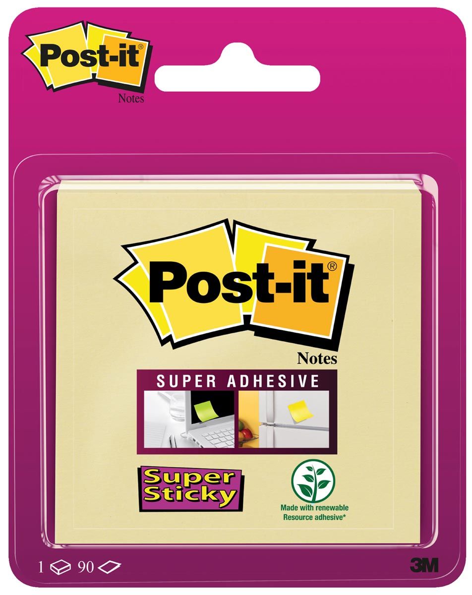 Post-it Super Sticky Notes - 76 x 76 mm - Geel - 90 vel