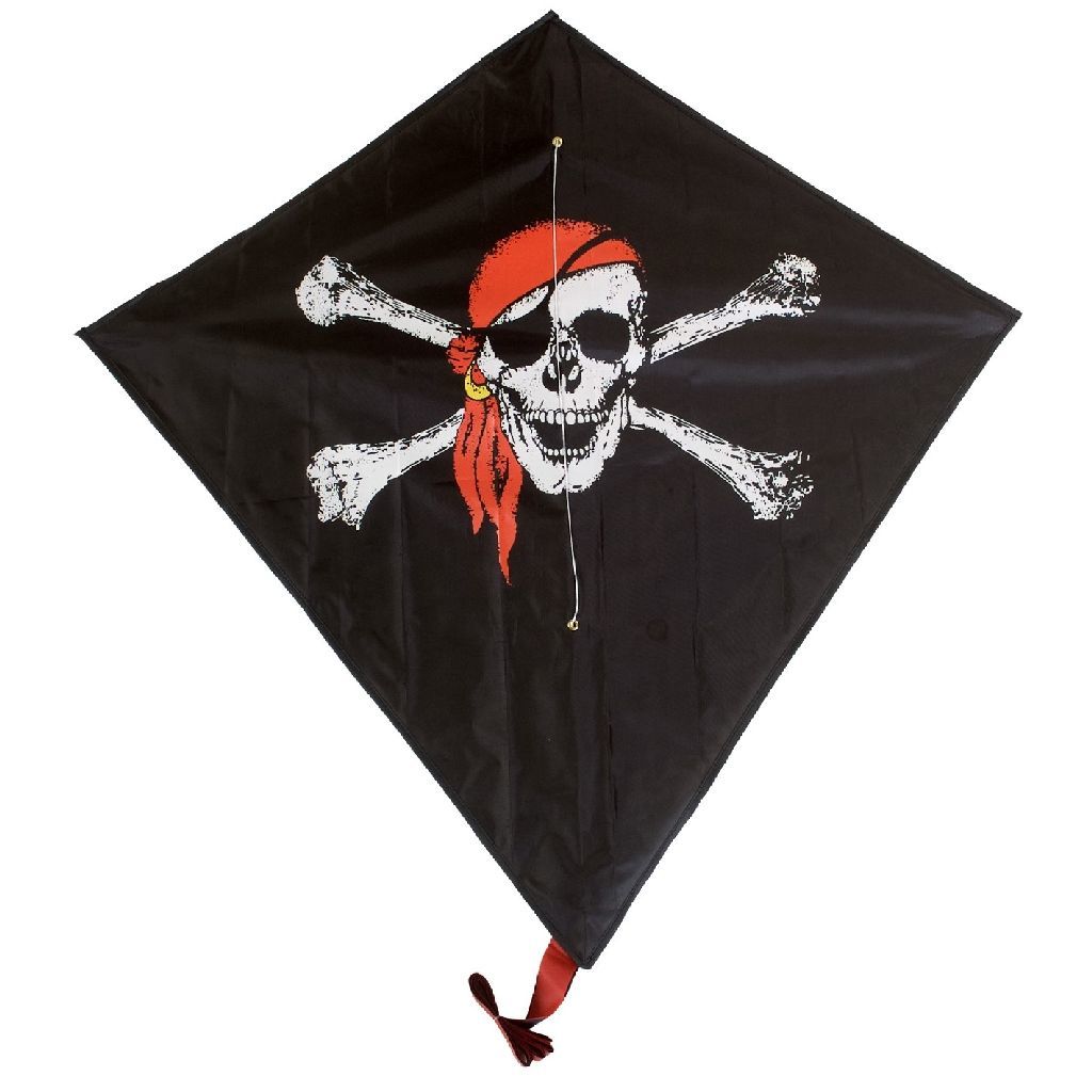 Rhombus Junior Diamond Pirate Kite - Black - Single Line - Ages 4+