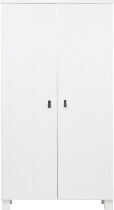 WOOOD Ties Closet - Pine - White - 202x111x55 cm