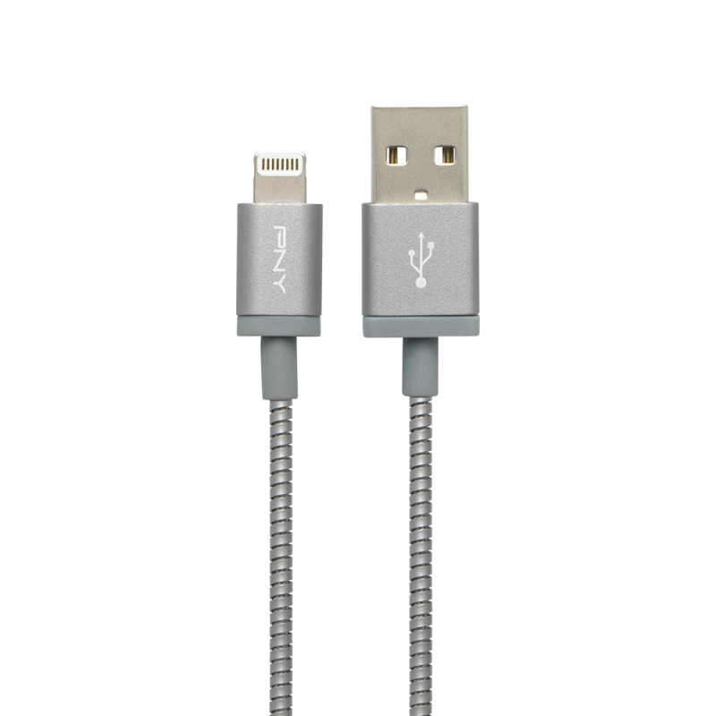 PNY USB A/Lightning Kabel - 1.2m - Grijs/Metallic