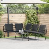 vidaXL Tuinbank Set Zwart Polyrattan