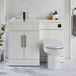 Hudson Reed Meuble WC rond Covelly et lavabo - Blanc - Gauche - 110,5 cm - Poignées barre en T noires - Design moderne - Cluo