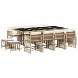 vidaXL 13-delige Tuinset met Kussens, Poly Rattan, Beige