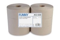 Funny AG-026 Jumbo-toiletpapier, 1-laags, recycling, naturel, diameter 25 cm, verpakking van 6 stuks