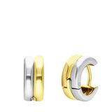 Lucardi Dames Zilveren oorringen 2-tone - Oorbellen - 925 Zilver - Zilver- en Goudkleurig