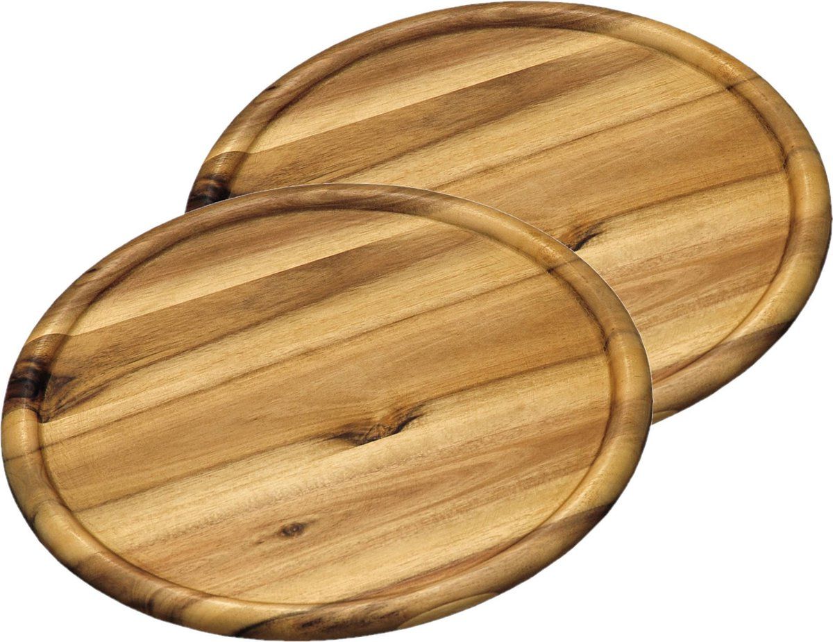 KESPER 4x houten serveerborden/pizzaborden rond 32 cm - Pizzaborden/serveerborden van hout
