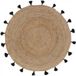 DOUCEUR D'INTERIEUR Rond vloerkleed jute - Ø120 cm - Zandkleur/Naturel met zwarte kwastjes