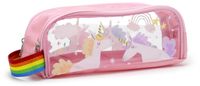 Trousse à crayons motif licorne, transparent, rose, 20x8x7 cm