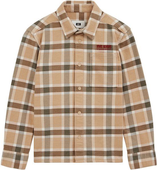 WE Fashion Jongens overshirt met ruit en embroidery