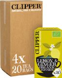 Clipper Thee Lemon & Ginger 4 x 20 - (4 pakjes van 20 theezakjes, totaal 80 theezakjes)