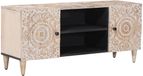 vidaXL meuble TV blanc 105 x 33,5 x 46 cm bois de manguier massif