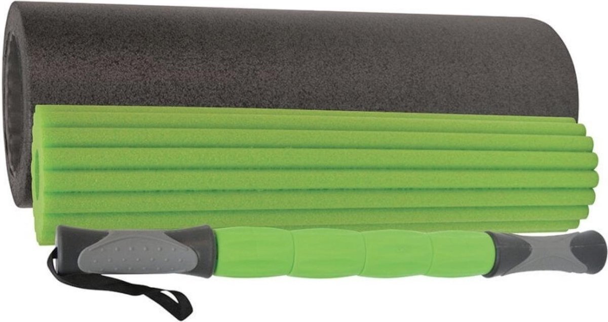 Schildkröt Fitness Schildkröt Fitness Fascia- Massagerollerset 45 Cm Eva Grijs/ Groen 3-delig