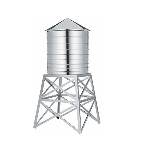 Alessi DL02 Watertoren Container 18/10 RVS spiegel gepolijst, zilver, 12 x 12 x 27 cm