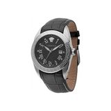 Versace VFE120015 Heren Polshorloge Kwarts Zwart Leer Zilverkleurig Staal 42mm 100 ATM