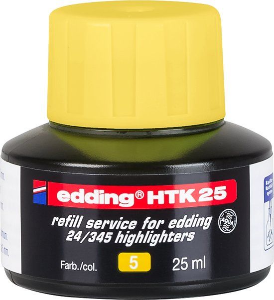 edding HTK 25 - Navulinkt voor highlighter e-24/e-345 - Geel - 25 ml