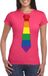 Bellatio Decorations Roze t-shirt met regenboog stropdas dames - LGBT/ Gay pride shirts M
