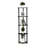 Furinno Hoekrek met 4 vakken, hout, donker walnoot, 29,46 x 29,46 x 146,56 cm