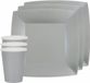 Santex Feest/Verjaardag Servies Set - 20x Gebaksbordjes en Bekertjes - Zilver - Karton