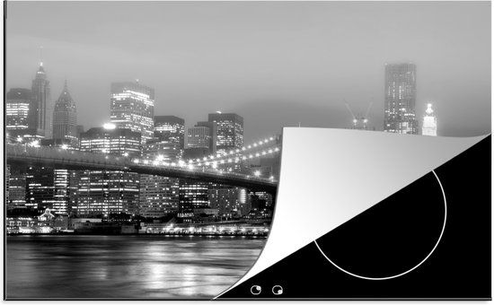 KitchenYeah® Inductie beschermer 77x51 cm - Brooklyn Bridge Zwart Wit