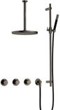 Hotbath Cobber - CB7067 - Inbouw Regendoucheset - Verouderd Ijzer - 2 Stopkranen - Thermostatisch - Plafondbuis 30 cm - Hoofddouche 300 mm - Staafhanddouche - Glijstang 900 mm - met M106 - Waterbesparend